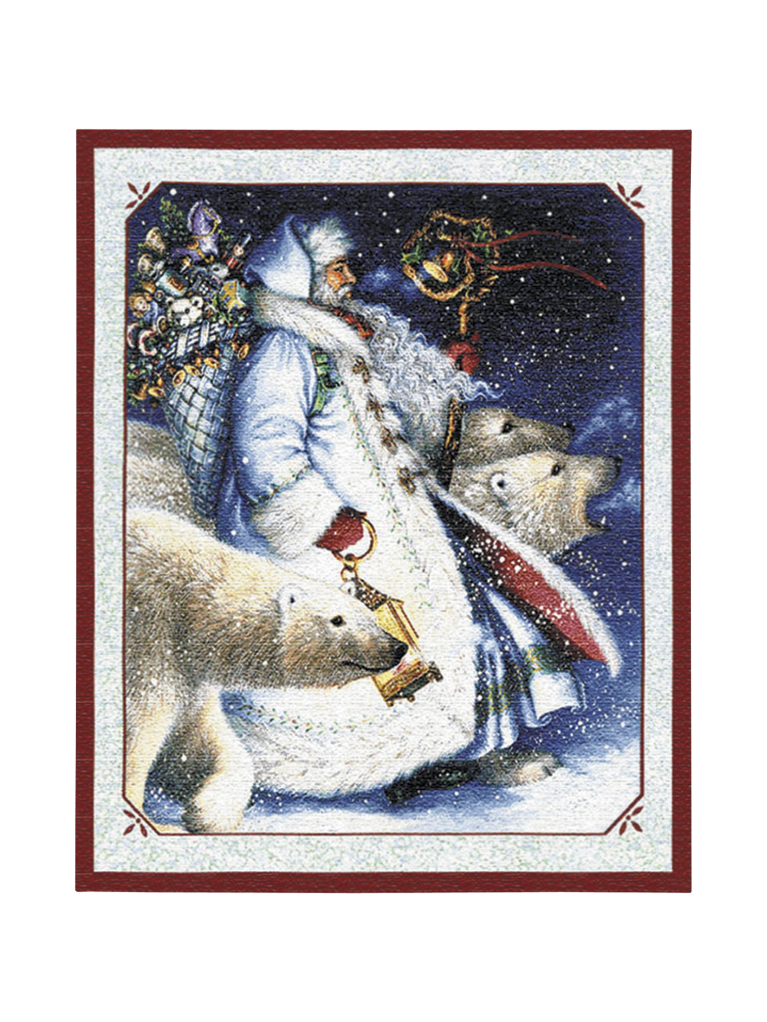 Santa And Polar Bears Wall Tapestry