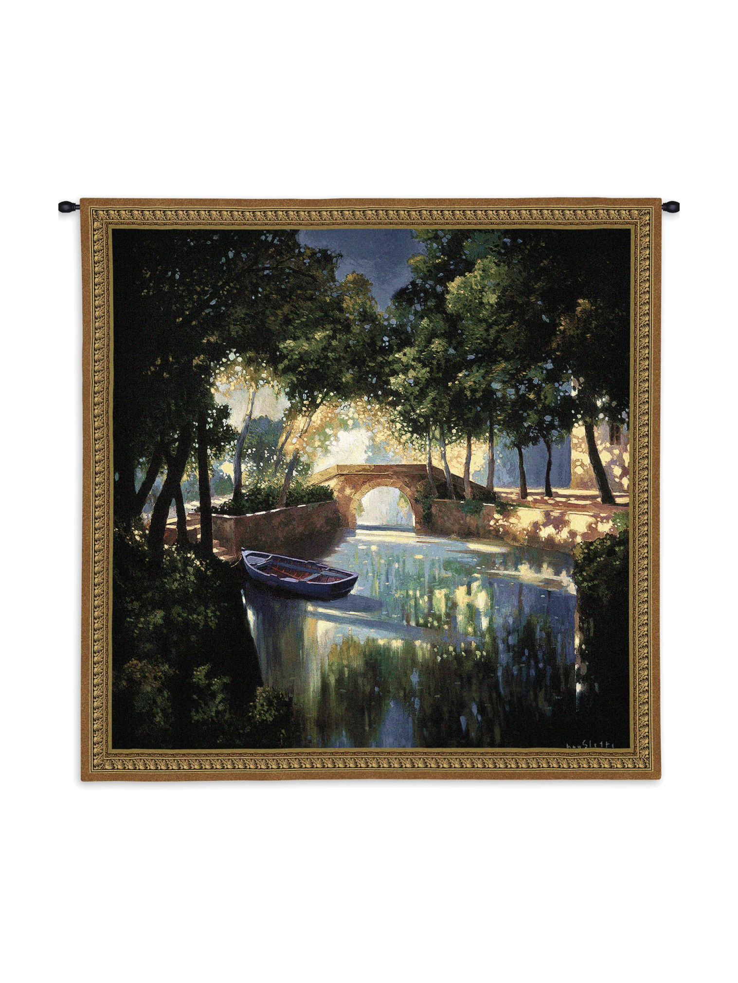 Blue Boat Wall Tapestry