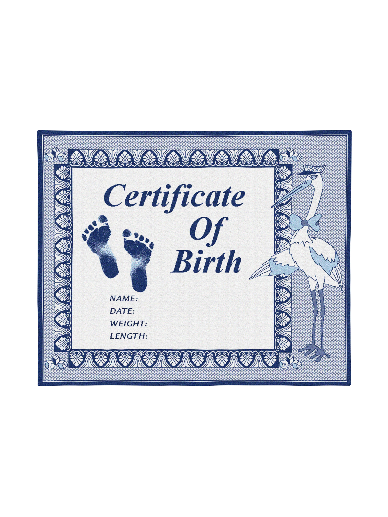 Birth Certificate Blue Wall Tapestry