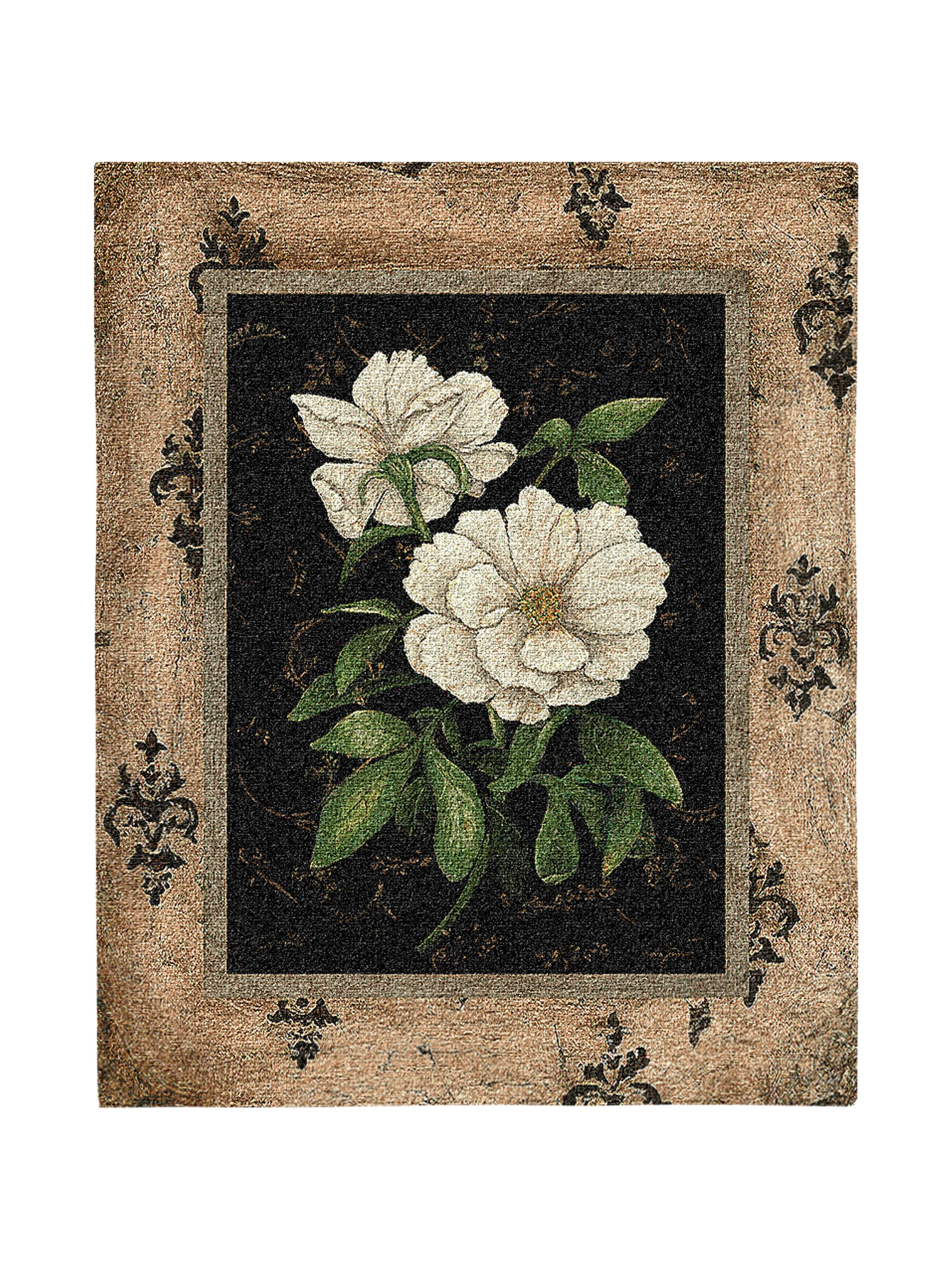 Silver Peony Wall Tapestry