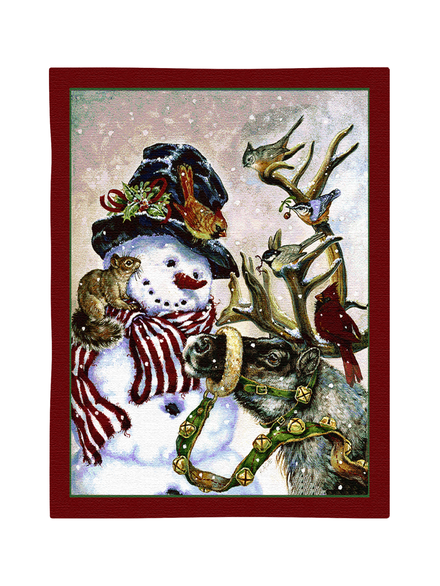 Snowman And Prancer Wall Tapestry