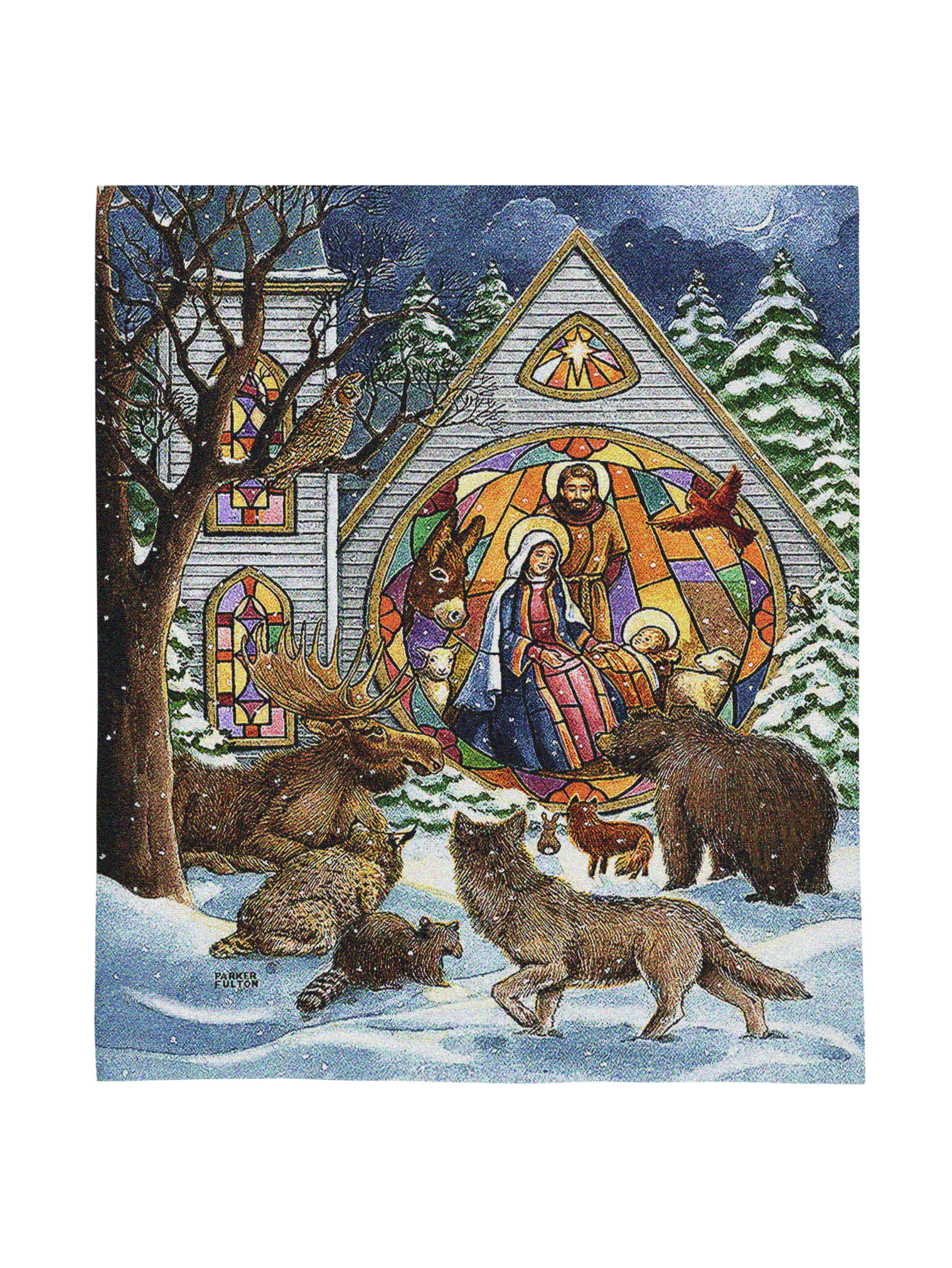 Snowfall Nativity Wall Tapestry