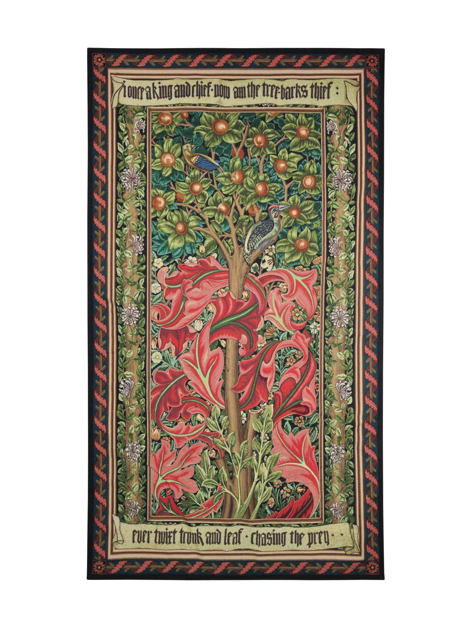 Woodpecker William Morris Red Wall Tapestry