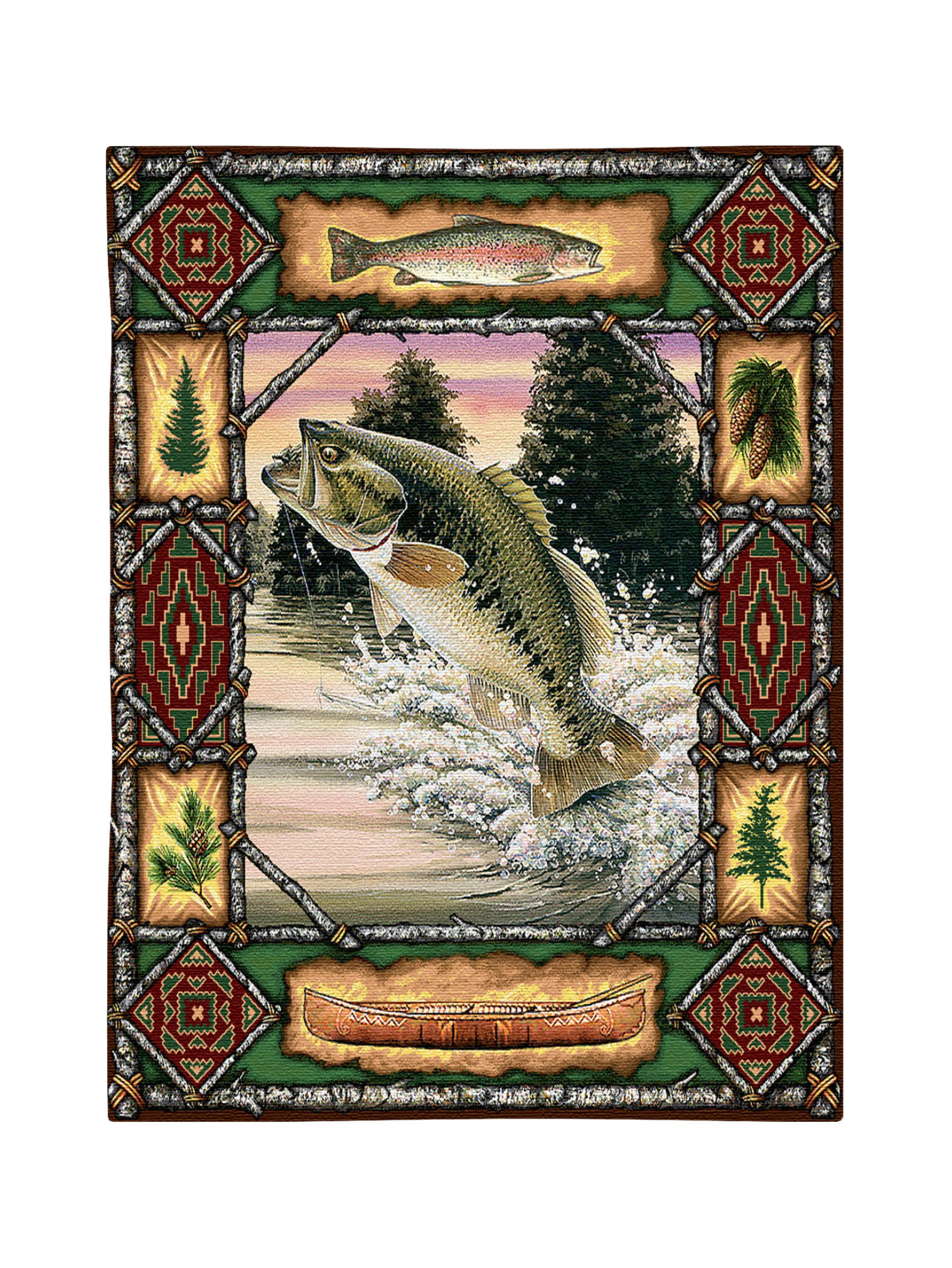 Fish Lodge Bass Wall Tapestry